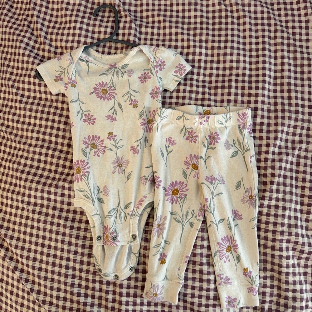 Carter's Floral Kids Matching Set - White and Purple